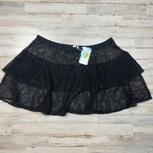 Pacific Cove Woman Black Net Sequin Coverup Skirt SZ L C101600
